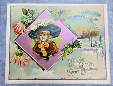 Victorian-era Large Format Adv. TRADE CARD* WOOLSON SPICE CO*MERRY CHRISTMAS*J71 picture