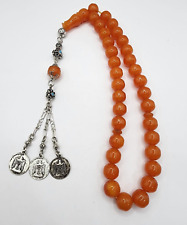 Rosary Islamic Faturan German Amber Handmade Rare 33 Prayer Beads Orange 74g picture