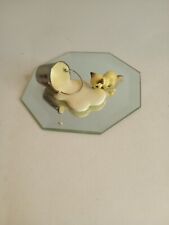 Vintage Ceramic Miniature Cat Kitten Lapping Spilled Milk From Bucket On Mirror  picture