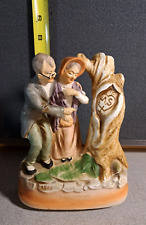 Vintage Porcelain Spinning Music Box Old Couple Sweetheart Tree Japan #1817L149 picture