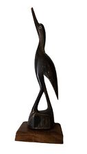 VTG Hand Carved Water Buffalo Horn Crane Egret Heron Bird 6