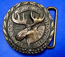 PAP Loyal Order of Moose Vintage Brown Color Round Club Belt Buckle picture