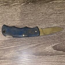 CUTCO Knife Made in USA 1886 Lockback Finger Grooves Navy Blue Serrated Edge picture