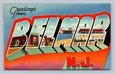 Postcard NJ Large Letter Greetings From Belmar New Jersey Linen #1 picture