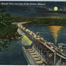 1944 Lake Ozark, MO Night Bagnell Dam Hydroelectric Power Plant Electricity A220 picture