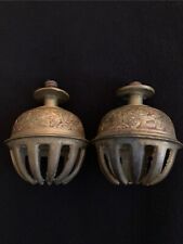 Vintage Indian Hand-Painted Brass Claw Prayer Bell picture