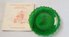 Vintage Pairpoint Glass Cup Plate SANDWICH Santa MA GREEN picture