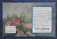 1910 Marshall Texas National Bank Calendar Advertising Postcard & Cancel picture