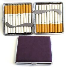2pc Set Stainless Steel Cigarette Case Hold 20pc Regular Size 84s -PURPLE + BLUE picture