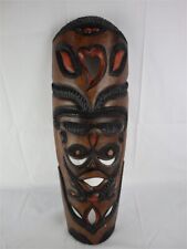 Vintage Large 23” Hand Carved Wood Hawaiian Polynesian Hanging Tiki Mask picture
