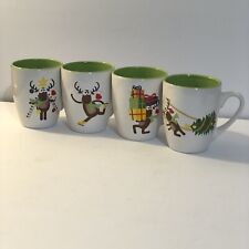 Reindeer Mugs set of 4 Christmas ,Whimsical, Cheery,Fun picture
