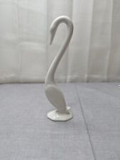 Vintage Mid Century Long Neck Beige Cream Ceramic Crane Swan Bird Sculpture 8.5” picture