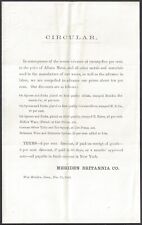 WEST MERIDEN, CT ~ MERIDEN BRITANNIA CO., Price Quotes ~ PRINTED CIRCULAR 1863 picture