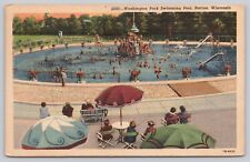 Vintage Postcard Washing Park Swimming Pool Racine, Wisconsin picture