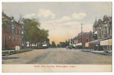 Washington, IA Iowa 1910 Postcard, North Iowa Avenue Street Scene picture