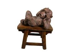 Vintage See No Evil Monkey on Wooden Handmade Bench 12