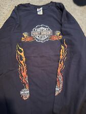 Vintage Harley Davidson Long Sleeve Shirt Flames Mens 3XL Black Monroe WI picture