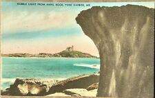 Nubble Light. Anvil Rock. York Harbor, Maine Vintage Postcard. ME. Hand Colored picture