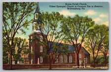 Vintage Postcard VA Williamsburg Bruton Parish Church Linen ~11696 picture