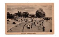 WOODMONT, MILFORD, CT ~ BEACH, PEOPLE, COTTAGES, MIDAS PUB ~ used 1910s picture