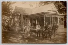 RPPC Edwardian Family Lovely Ladies at Darling Cottage Cute Boys Postcard K27 picture