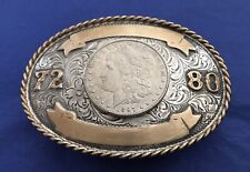 Vintage Handcrafted Diablo Sterling Silver OL 1897 Morgan Dollar Belt Buckle picture