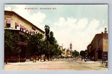 Oconomowoc WI-Wisconsin, Milwaukee Street, Storefronts, Vintage Postcard picture