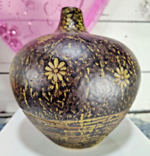 Emissary Home and Garden Brown and Tan Floral Gourd Shaped Ceramic Vase 8
