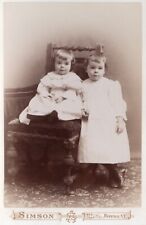 Buffalo NY Cute Long Hair Baby Brothers 1890s Antique Cabinet Card Albumen Photo picture