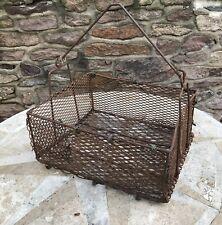 Authentic Vintage LARGE Metal Wire  Basket 9x16x21 Mesh Factory Industrial picture