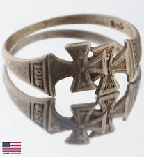 1917 Ring GERMAN IRON Cross Soldiers AMULET Jewelry WWII ww1 WWI ww2 835 Silver picture
