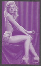 Pin-up arcade card duotone print 1940s seated blonde showgirl bra fringe heels picture