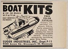 1958 Print Ad Luger Industries Boat Kits Minneapolis,Minnesota picture