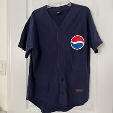 Pepsi Baseball Jersey Large Blue Button Up Soffe Vintage Jersey picture