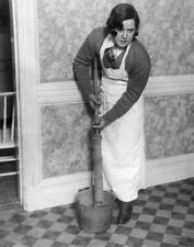 American Olympic Swimmer Gertrude Ederle Mopping Floor In Her Flat- Old Photo picture