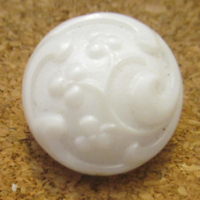 1 - Czech Glass White Flowers on a White Domed Button #107 .644