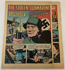 1942 two page cartoon story ~ FRANCE RESISTANCE FIGHTERS STEAL GERMAN SUBMARINE picture