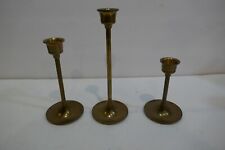 3 various Height  Vintage  Solid Brass  Candlesticks  Set Of 3 Good Condition picture