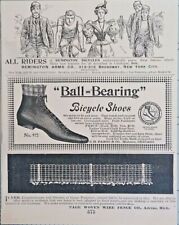Antique Bicycle Vtg Print Ad 1896 Art Remington Ball Bearing Bicycle Shoes picture