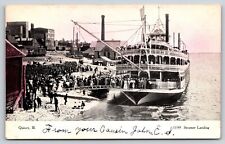 Transportation~Air View Steamer Landing Quincy Illinois~Vintage Postcard picture