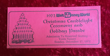 RARE 1972 WALT DISNEY WORLD  CANDLELIGHT CEREMONY HOLIDAY PARADE TICKET picture