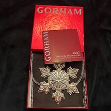 2007 Gorham Sterling Silver SNOWFLAKE Ornament w/box, ribbon, bag & card picture
