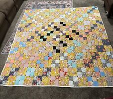 Vintage- Beautiful Two Sided Patch Quilt Handmade 84” Long /82” Wide /Very Clean picture