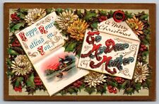 “A Merry Christmas To My Dear Mother” VTG Embossed German Postcard Early 1900’s picture