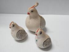 VINTAGE SET OF THREE SOUTHWEST POTTERY QUAILS by LAWRENCE VATRGAS picture
