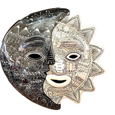 Vintage Mexican Mask Jose Avilez Ixtapa '06 Clay Sun Moon Black/White Signed 12