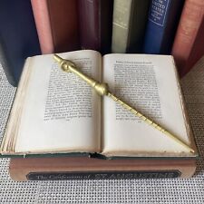Metallic Bright Brass Handmade Magic Wand, Cosplay, Perfectly Imperfect, 10.5” picture