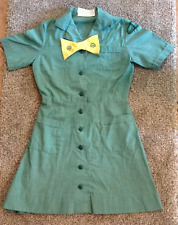 Vintage Girl Scout Uniform  Dress 60-70s w/ Bow Cinched Waist Flared Skirt Club picture