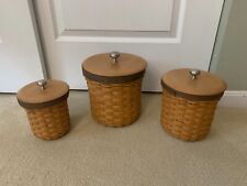 LONGABERGER BASKET 12 PIECE CANISTER SET WITH LIDDED PLASTIC INSERTS picture