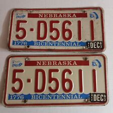 Vintage 1976 Nebraska BICENTENNIAL License Plate Plates PAIR / SET Garage Art picture